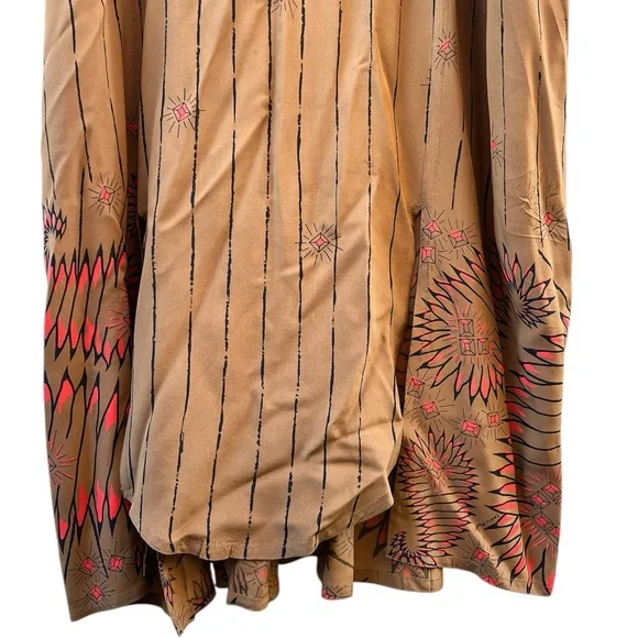 Vintage Zandra Rhodes Brown Floral 100% Silk Shift Midi Dress Made in England - Picture 4 of 9